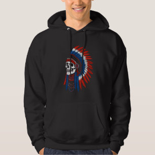 Skulls Native American Indian Chief Headdress Men  Hoodie