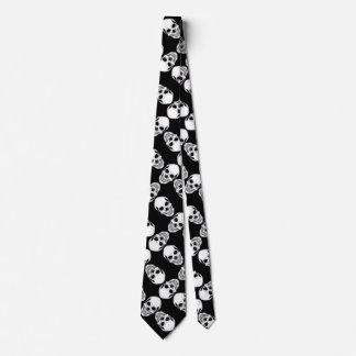 Skulls on black neck tie