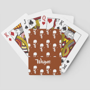 Skulls on brown custom playing cards