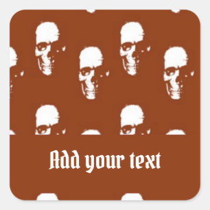 Skulls on brown custom square sticker