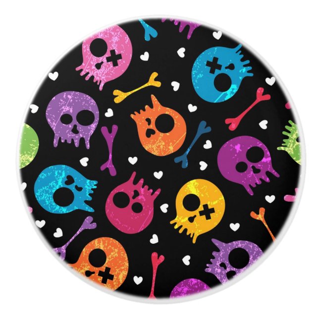 Skulls pattern 2 ceramic knob (Front)