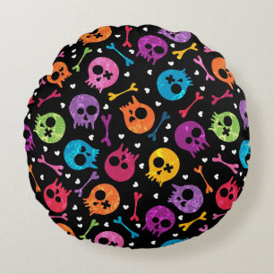 Skulls pattern 2 round cushion