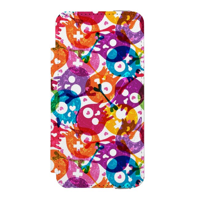 Skulls pattern 3 incipio iPhone wallet case (Folio Front)