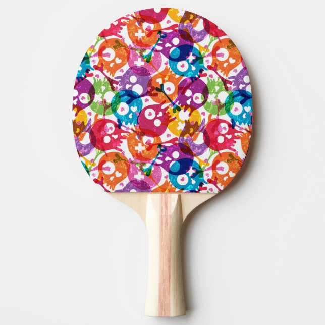 Skulls pattern 3 ping pong paddle (Front)