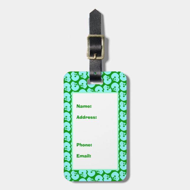 Skulls Pattern Luggage Tag (Front Vertical)