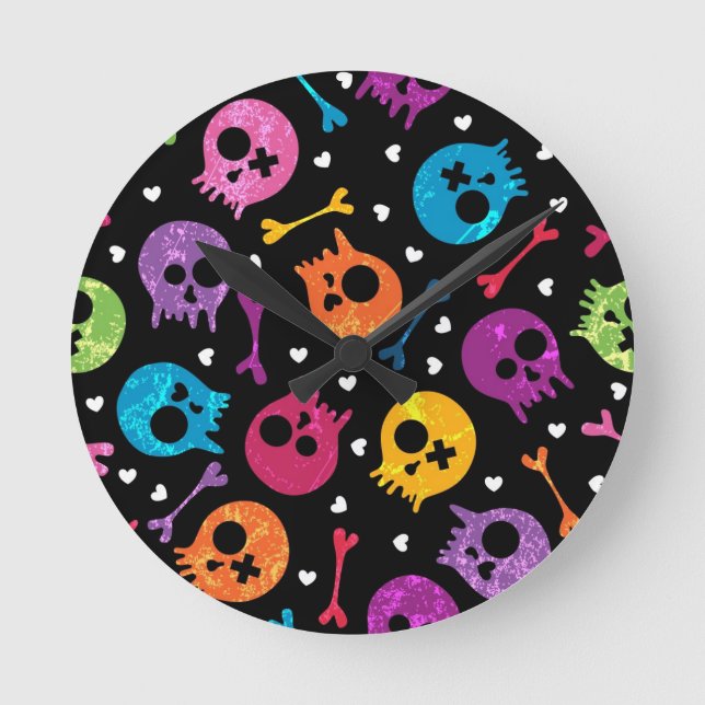 Skulls pattern round clock (Front)