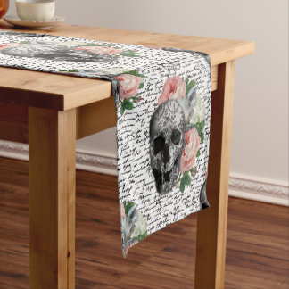 Skulls & Pink Roses Long Table Runner