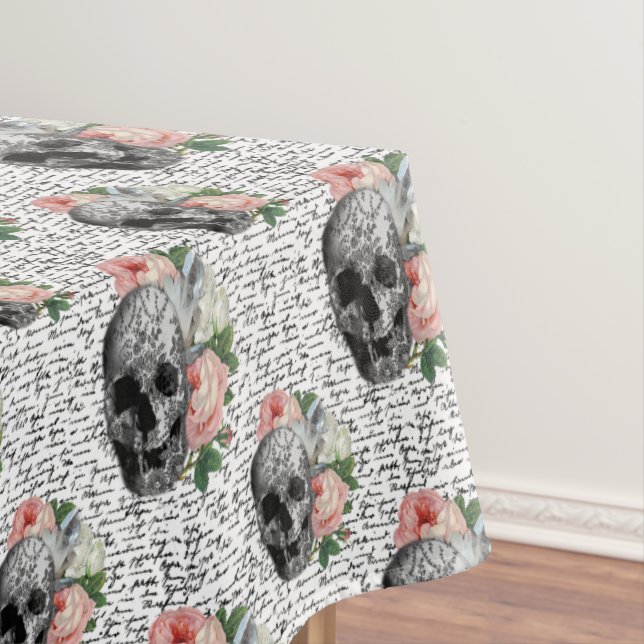 Skulls & Pink Roses Tablecloth (In Situ)