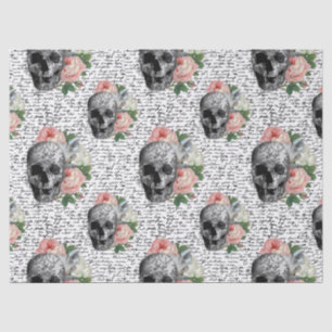 Skulls & Pink Roses Tissue Paper