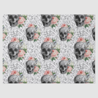 Skulls & Pink Roses Tissue Paper