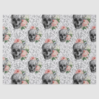 Skulls & Pink Roses Tissue Paper