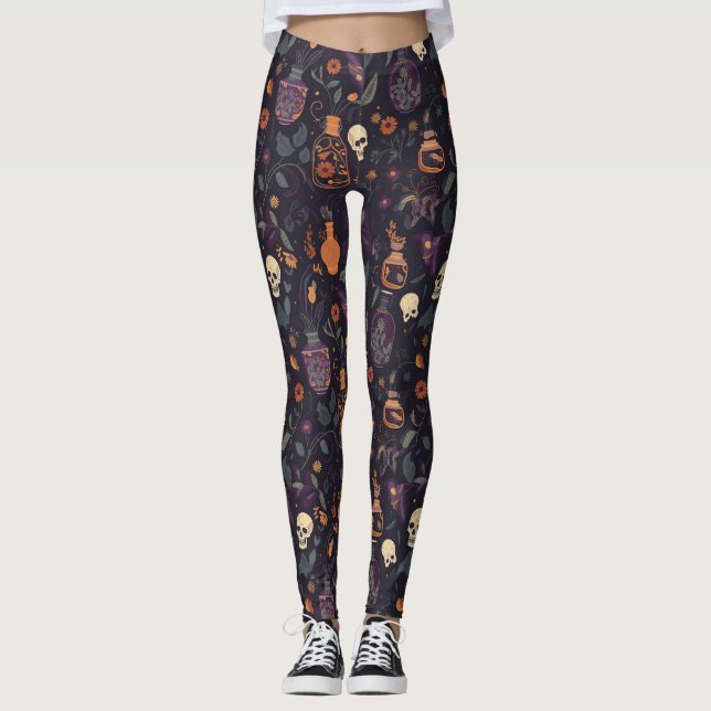 Skulls Potions & Plants: Leggings to Scare Em Away (Front)