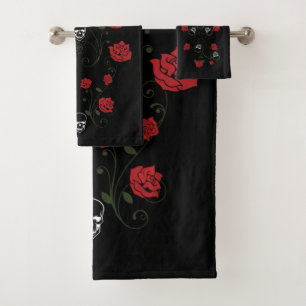 Skulls & Red Roses Bath Towel Set