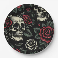 Skulls & Red Roses Gothic Floral