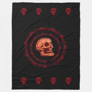 Skulls Red/White Fleece Blanket