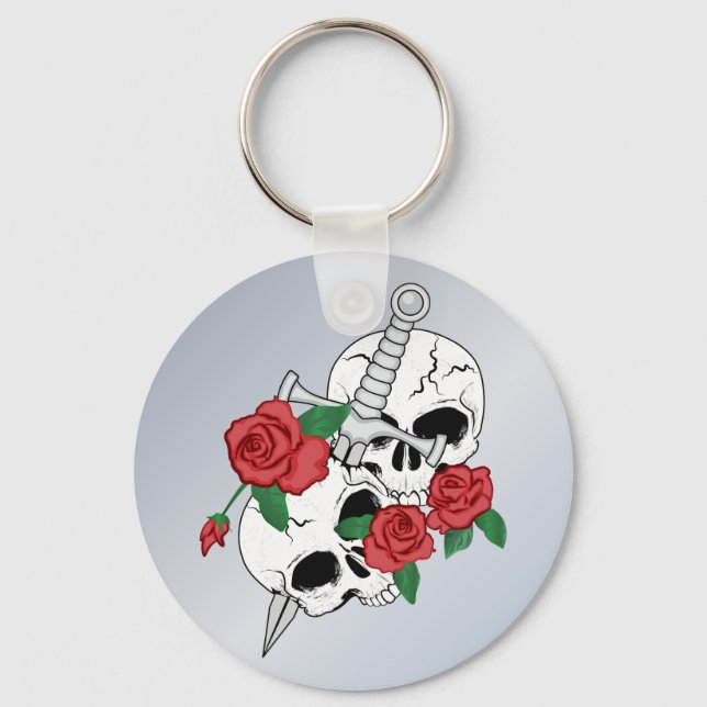 Skulls, Roses and Dagger Key Ring (Front)