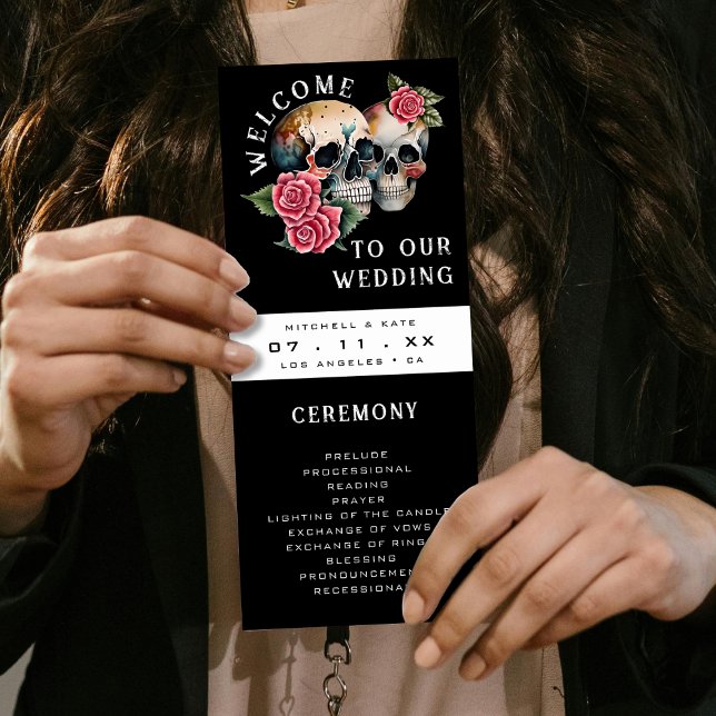 Skulls & Roses Black Wedding Programme (Skulls & Roses Black Wedding Program
)