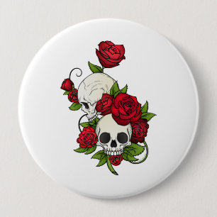 Skulls Roses Día de Muertos 10 Cm Round Badge