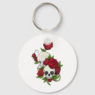 Skulls Roses Día de Muertos Key Ring