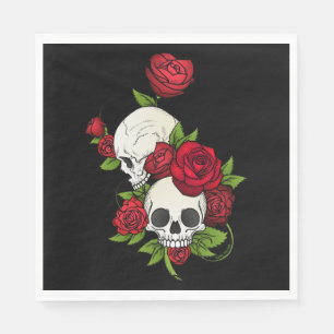Skulls Roses Día de Muertos Napkin