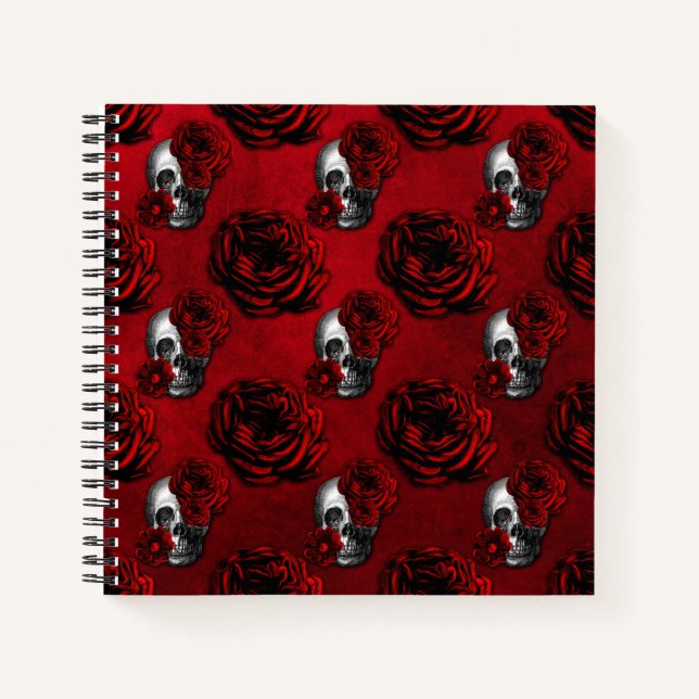 Skulls & Roses Gothic Red Notebook (Front)