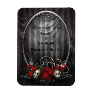 Skulls & Roses Gothic Save The Date Wedding Magnet