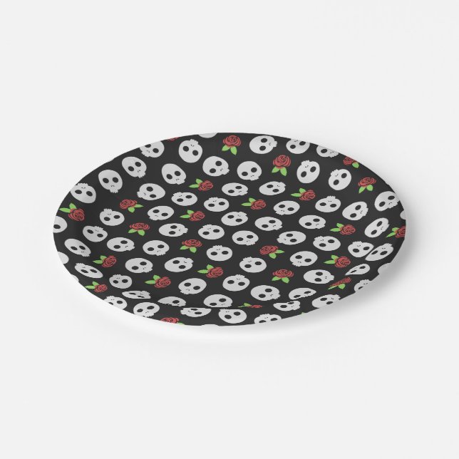Skulls & Roses Paper Plate (Angled)