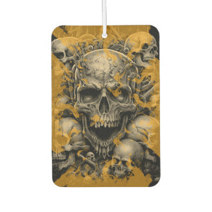 Skulls Sepia Tone Flames Gothic Scary Lifestyle Car Air Freshener