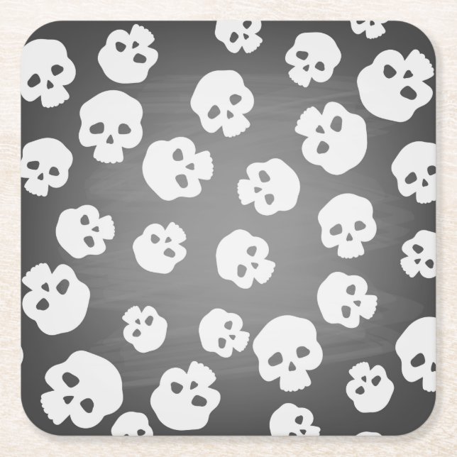 Skulls Square Paper Coaster (Front)