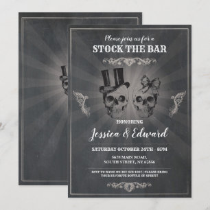 Skulls Stock The Bar Halloween Chalk Invitation
