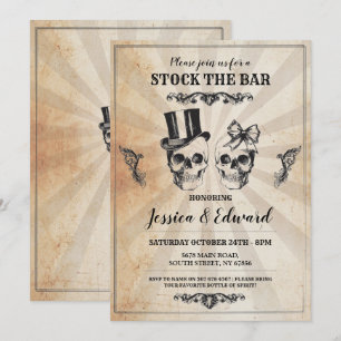 Skulls Stock The Bar Halloween Vintage Invite