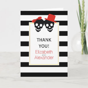 Skulls stripes Halloween wedding Thank You photo