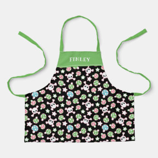 Skulls & Toadstools Cute Goth Pattern Add Name Apron