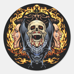 Skulls, Vampires and Bats customisable by Al Rio. Classic Round Sticker