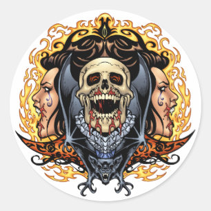 Skulls, Vampires and Bats customisable by Al Rio. Classic Round Sticker
