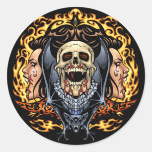 Skulls, Vampires and Bats customisable by Al Rio. Classic Round Sticker