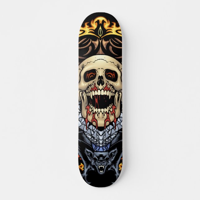 Skulls, Vampires and Bats customisable by Al Rio Skateboard (Front)