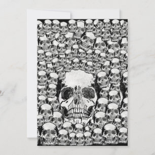 SKULLS WALL DEATH DEAD SKELETON BLACK WHITE INVITATION