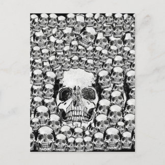 SKULLS WALL DEATH DEAD SKELETON BLACK WHITE POSTCARD