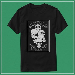 Skulls with Banners and Customisable Text Black T-Shirt