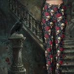 Skulls with Red Roses Leggings<br><div class="desc">Skulls with Red Roses Leggings. © Dark Heart Desires. These gothic leggings have a design of skulls and red roses all over them.</div>