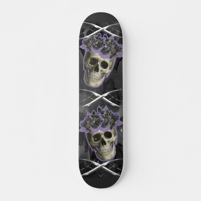 Skulls with silver detail and purple haze skateboard (Front)
