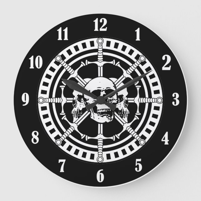 Skulls with Swords Large Clock (Front)