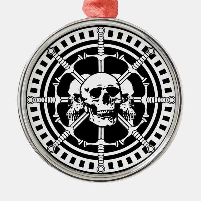 Skulls with Swords Metal Tree Decoration (Front)