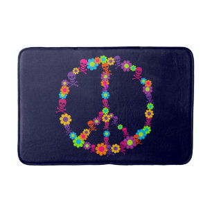 Skully Flower Power Peace Bath Mat