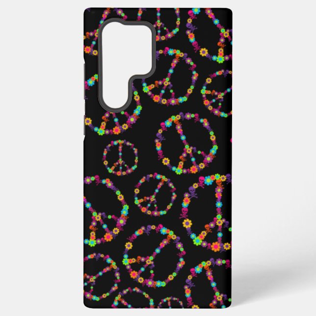 Skully Flower Power Peace Sign Samsung Galaxy S22 Ultra Case (Back)