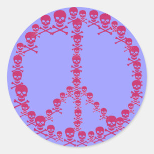 Skully Peace Sign Classic Round Sticker
