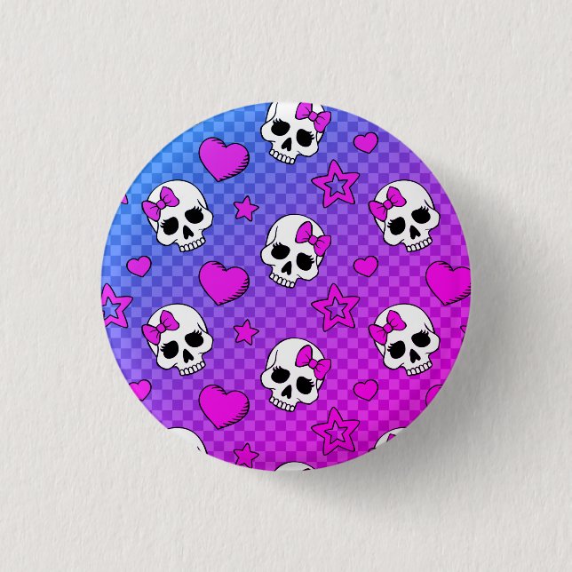 Skully Pop Kawaii 3 Cm Round Badge (Front)