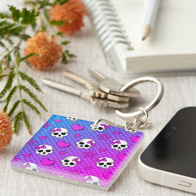 Skully Pop Kawaii Key Ring (Front Right)