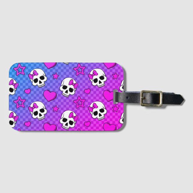 Skully Pop Kawaii Luggage Tag (Front Horizontal)